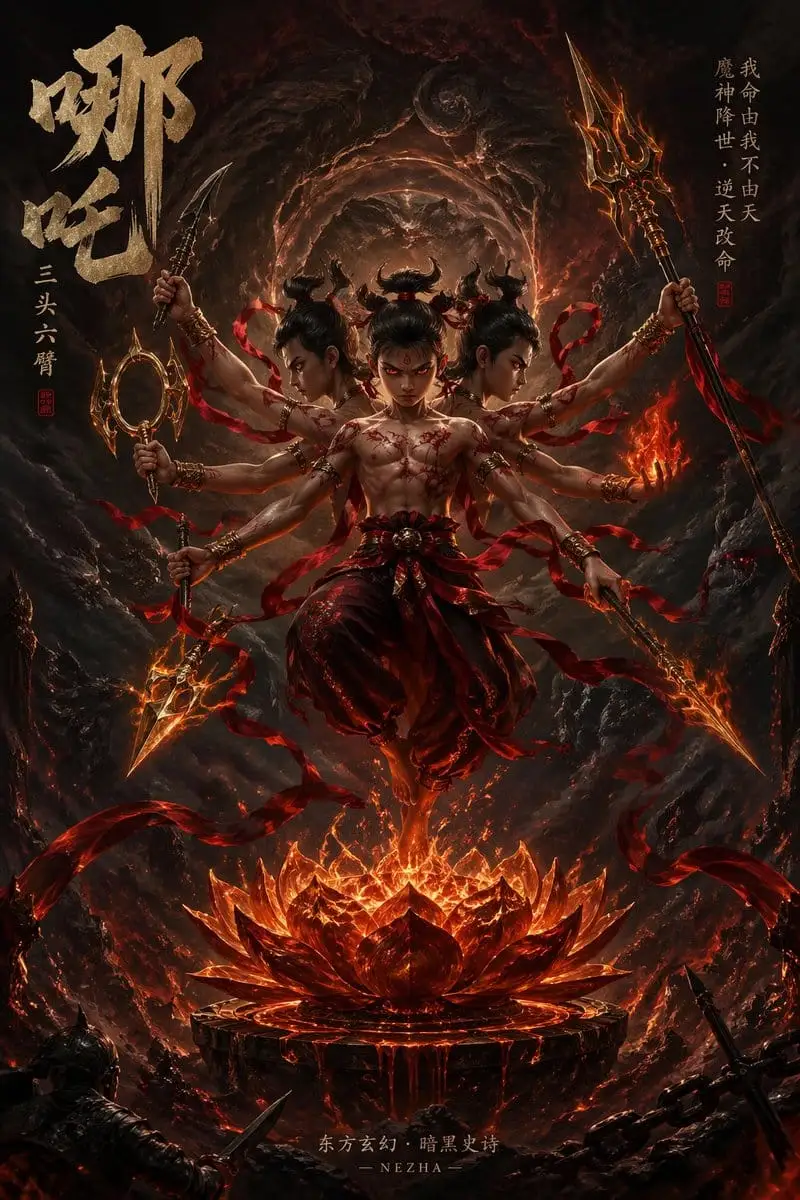 暗黑史诗·哪吒奇幻封面生成器
