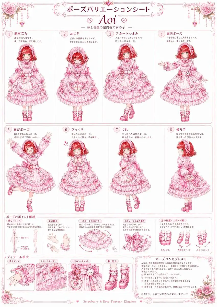 粉色Lolita少女·姿势变化参考图