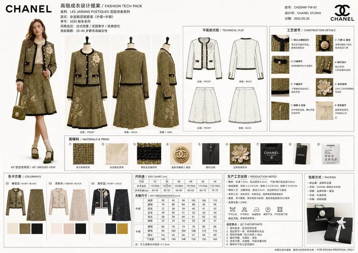 香奈儿高定成衣工业级设计提案板·可量产
