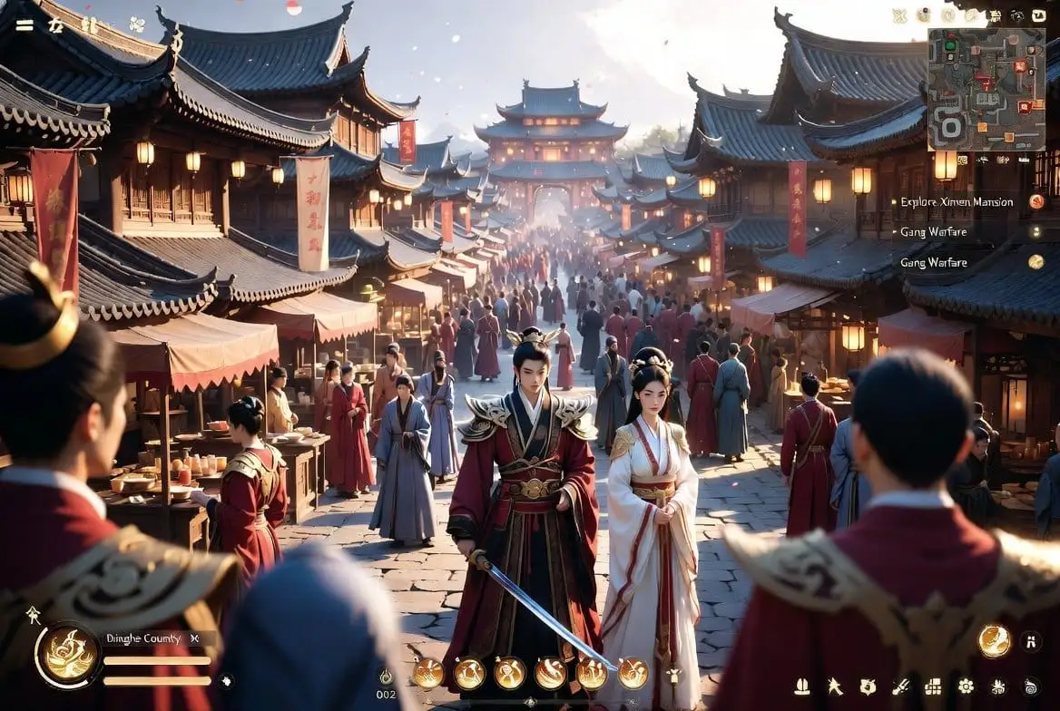 AAA级开放世界武侠RPG截图 | 中国古代集市奇幻场景