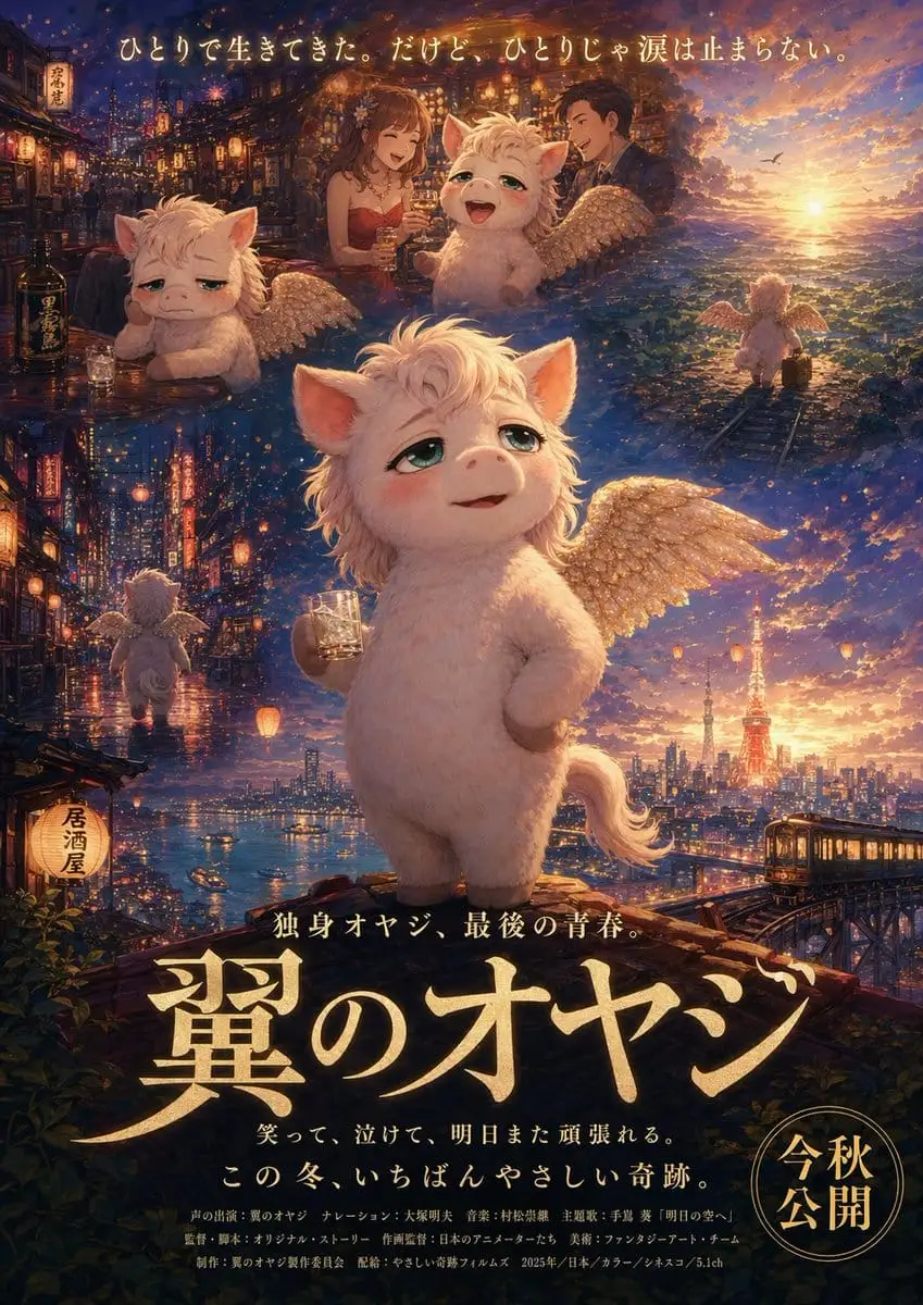 【日式奇幻】带翼猪大叔电影海报生成器