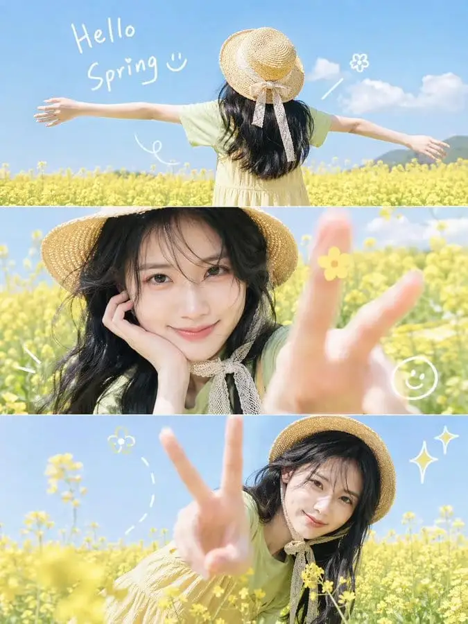 春日花田俏皮少女 | 三格杂志感拼贴